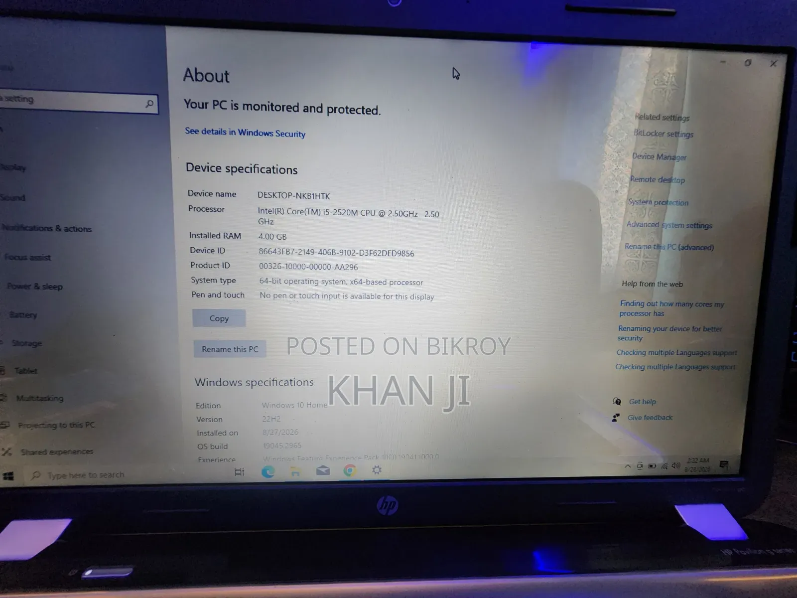 Laptop HP 4GB Intel Core i5 HDD 320GB