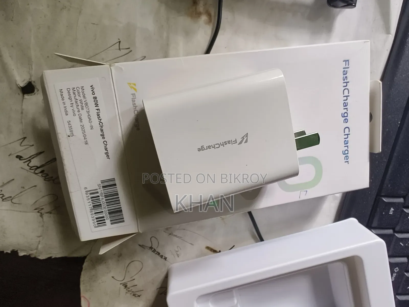 Vivo Original Fast Charger 80W + Cable( X80/90/100/200)