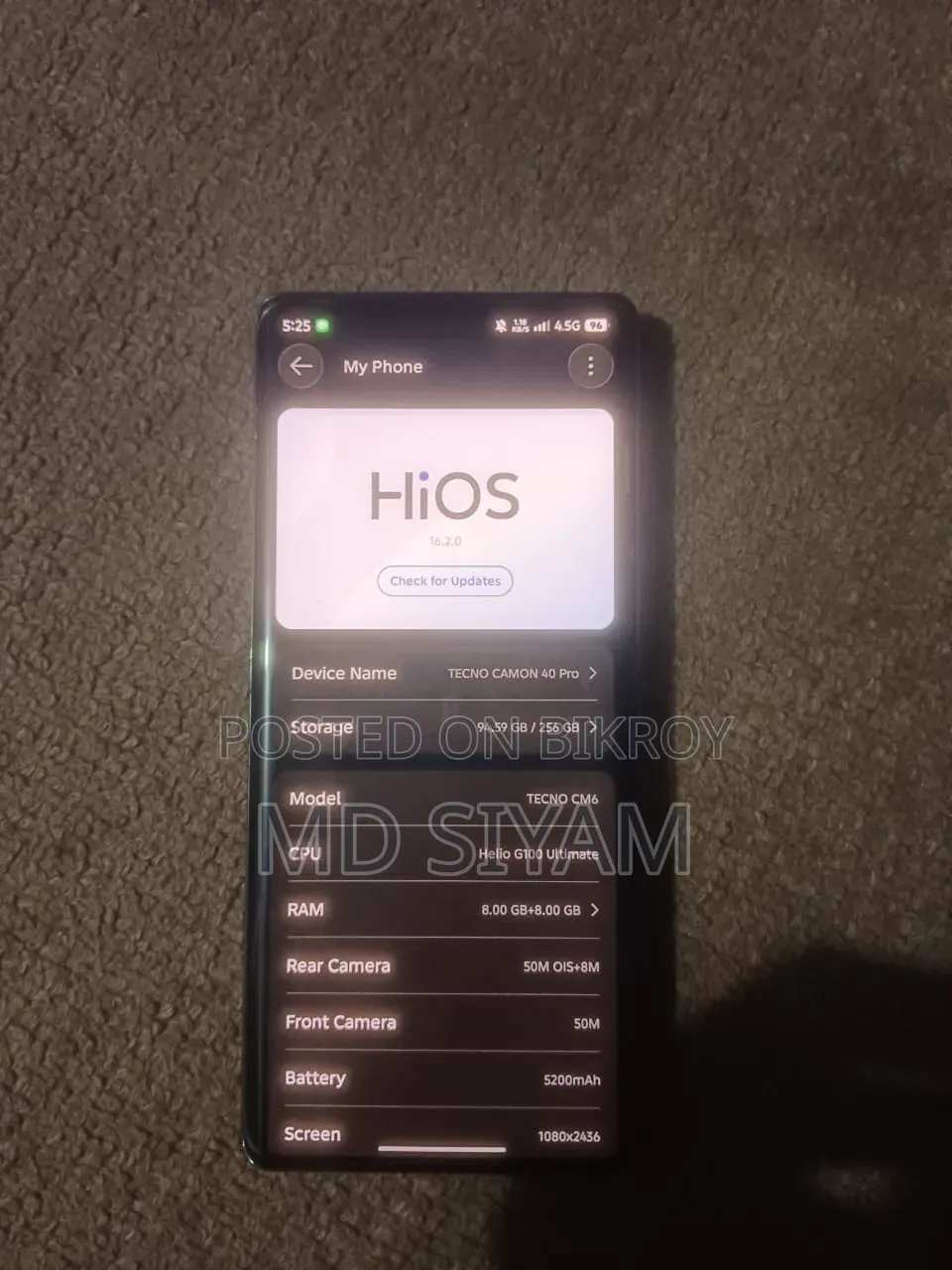Tecno Camon 40 Pro 4G 256 GB Gray