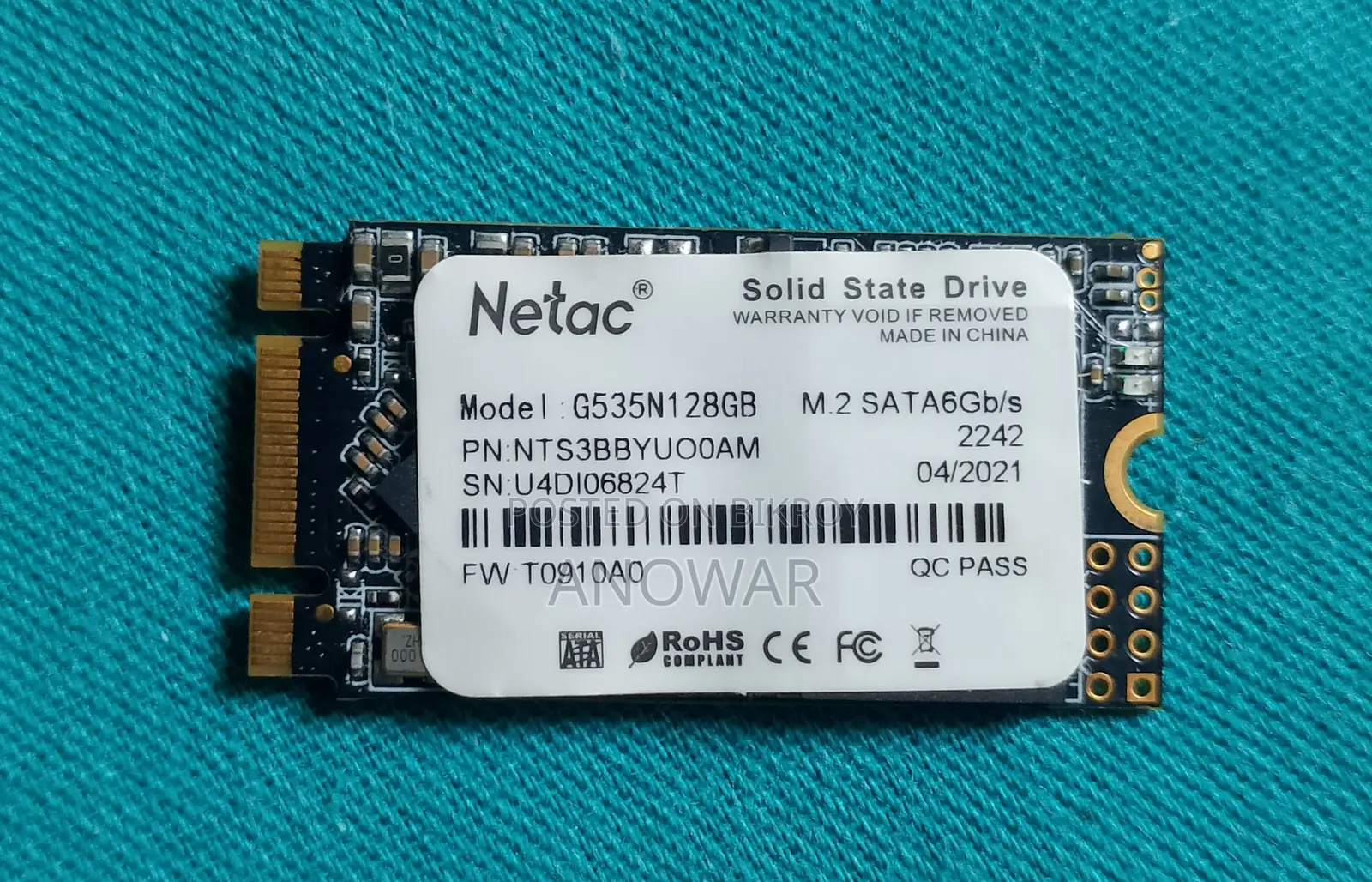 Netac 128GB M.2 SATA SSD (2242 Size) - 100% OK