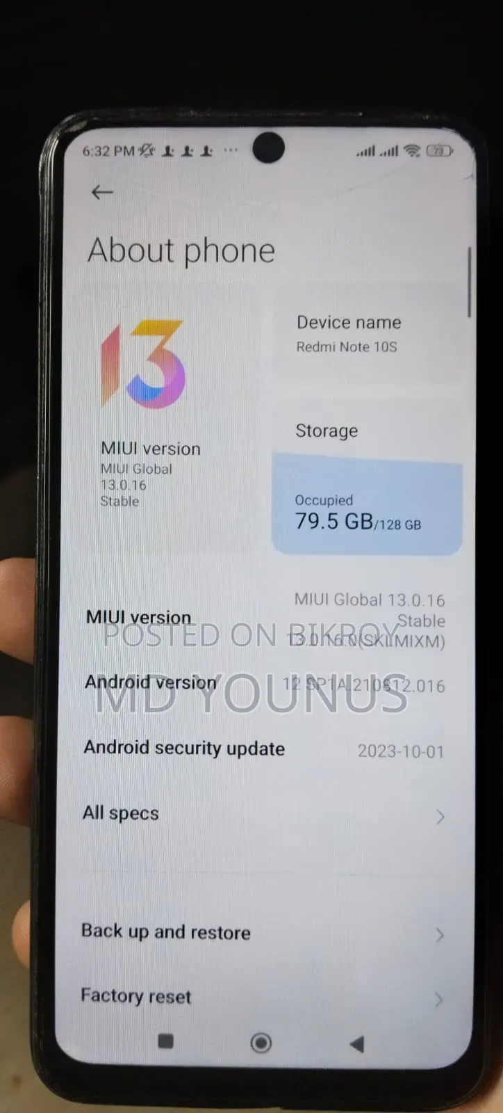 Xiaomi Redmi Note 10S 128 GB Black