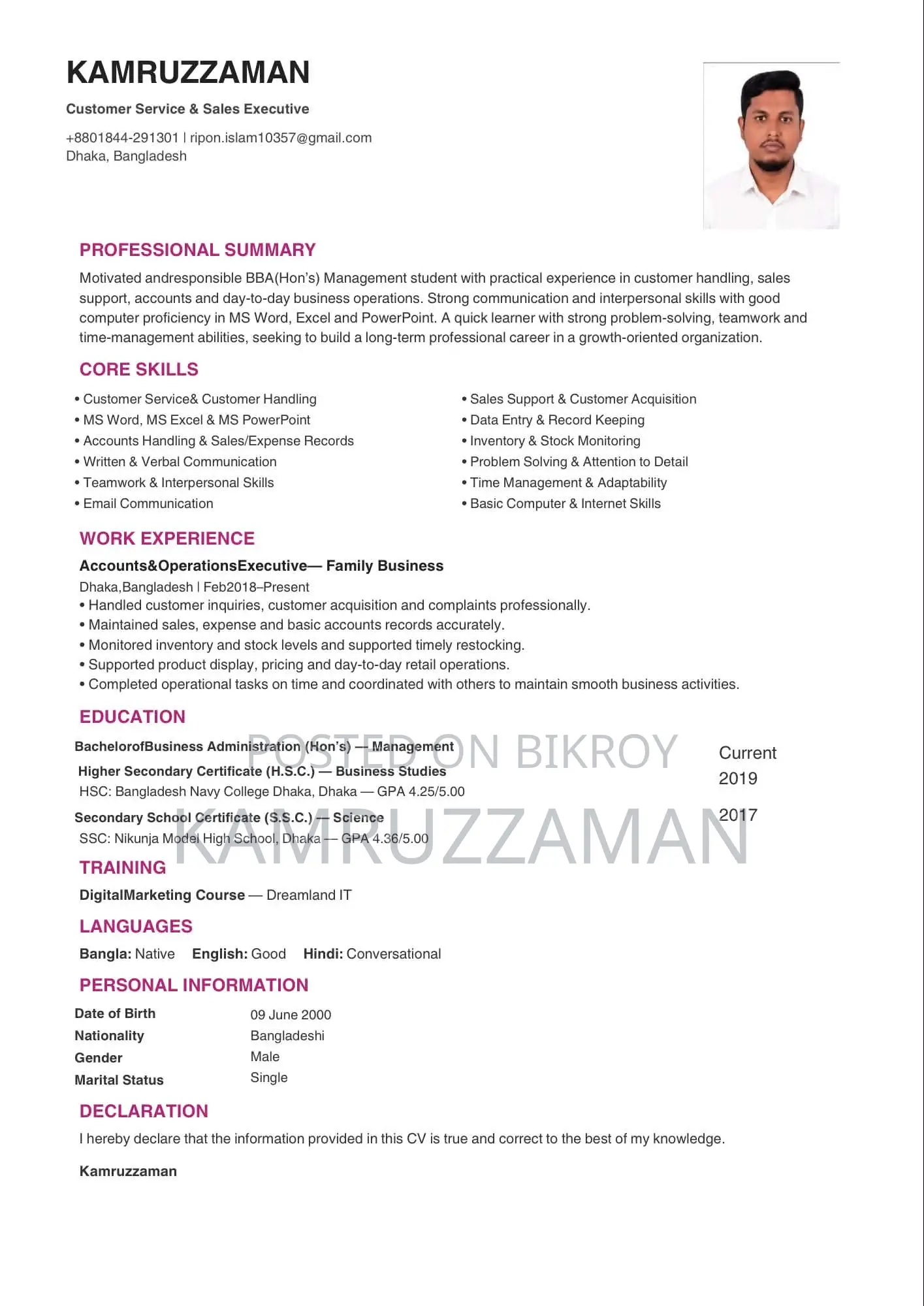 Customer Service Executive