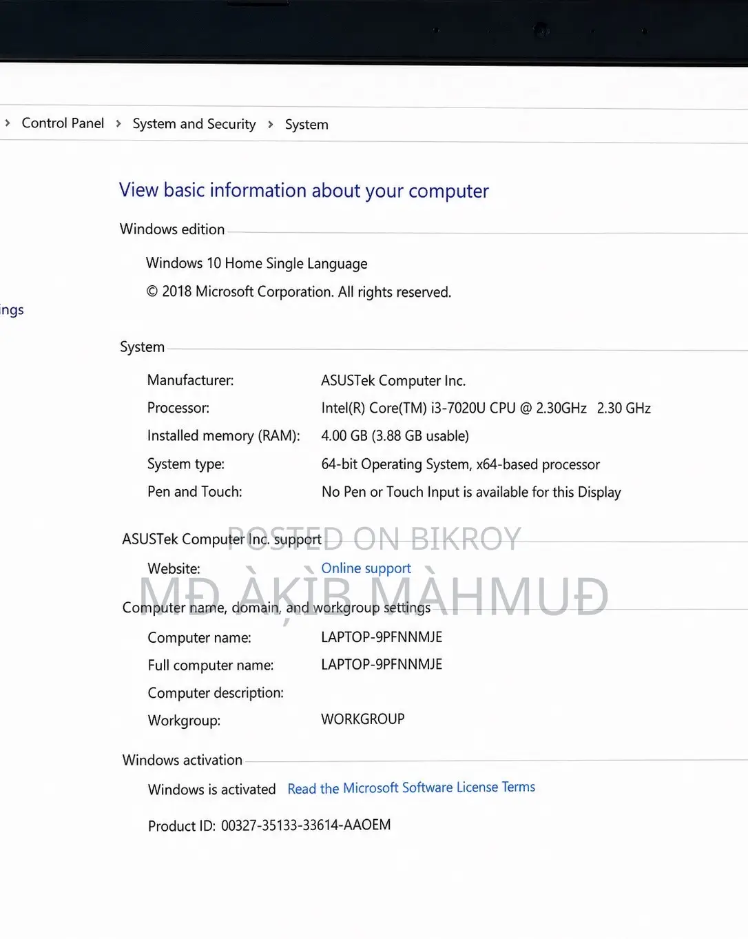 Laptop Asus 4GB Intel Core i3 HDD 1T