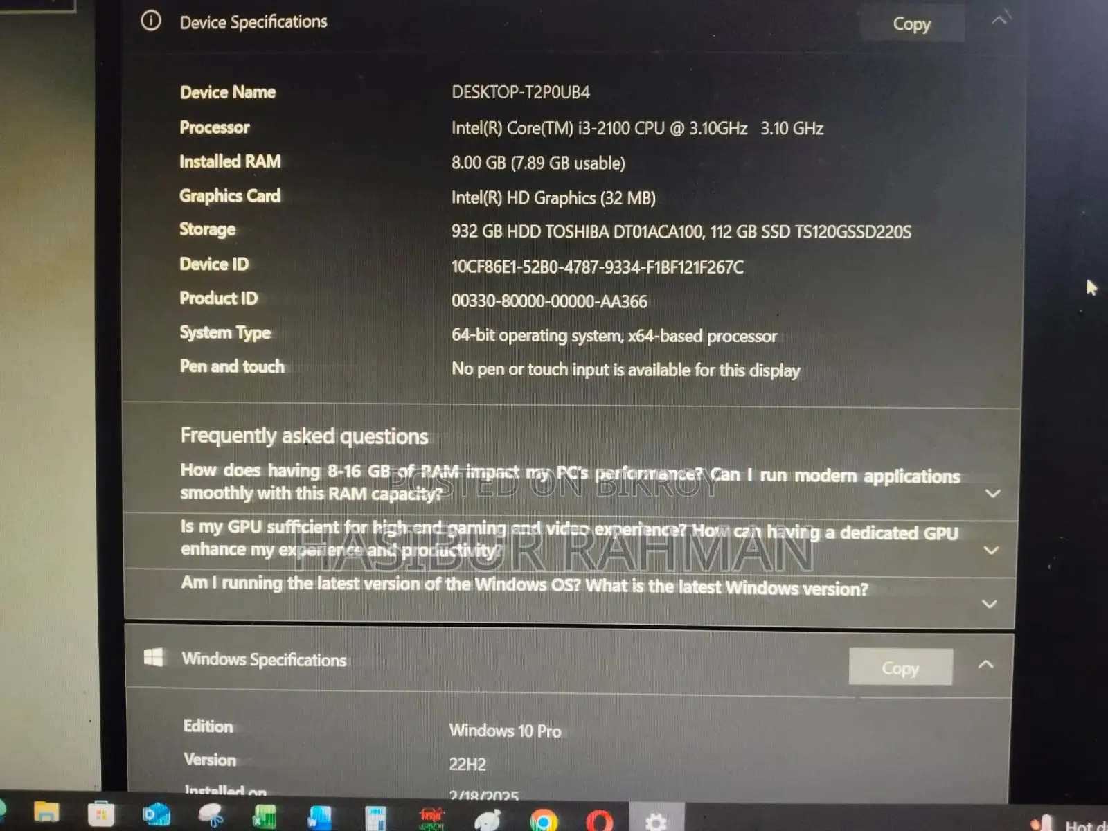 Gigabyte GA-H110MSTX-HD3-ZK 8GB Intel Core i3 HDD+SSD 1T