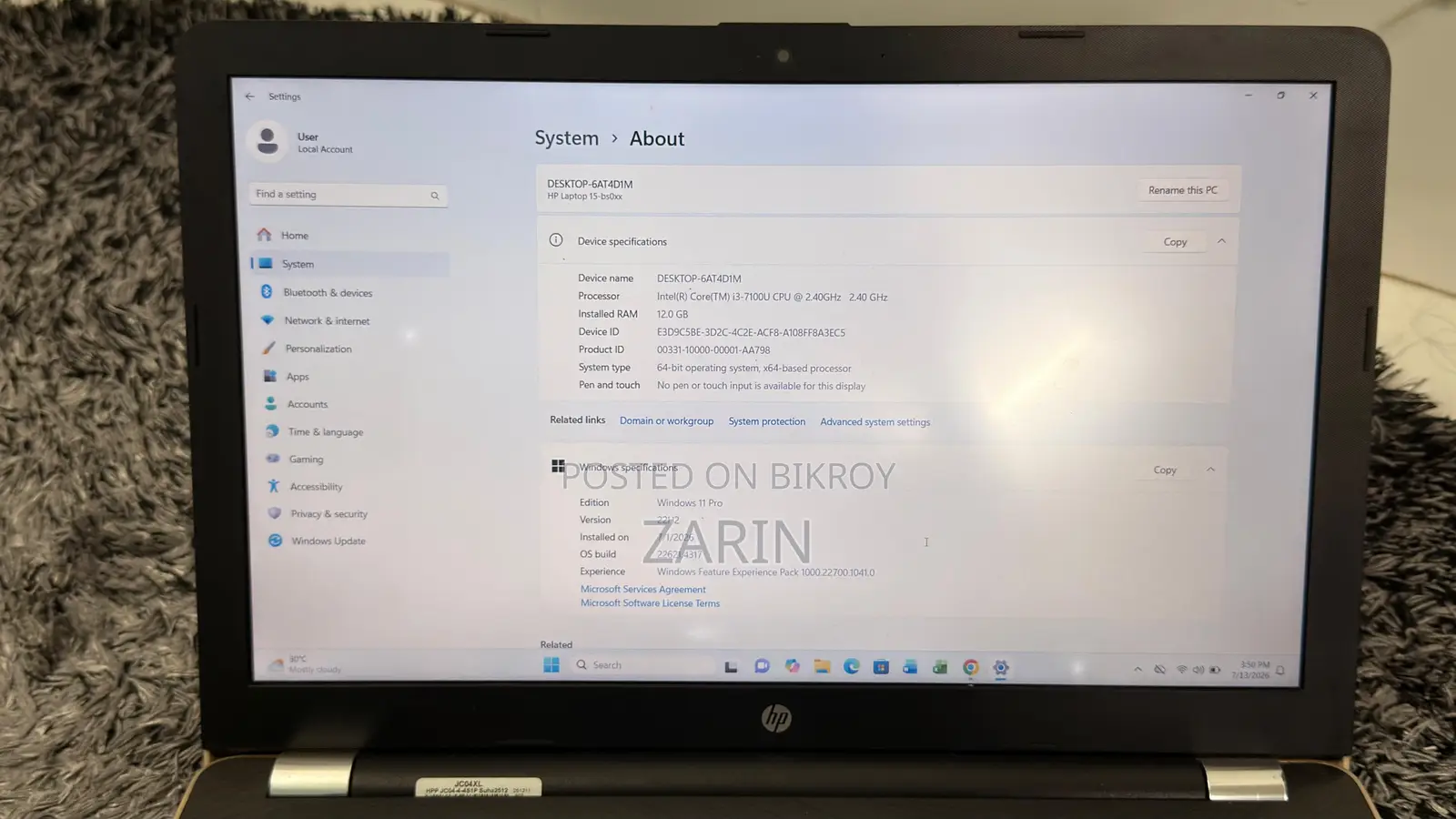 Laptop HP 15 12GB Intel Core i3 HDD 1T