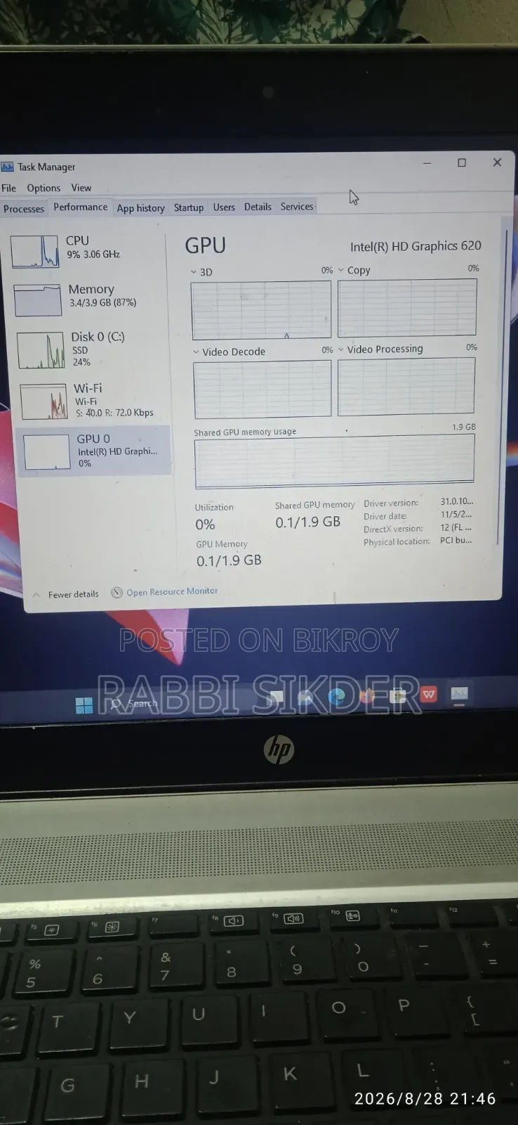 Laptop HP ProBook 450 G4 4GB Intel Core i5 SSD 128GB