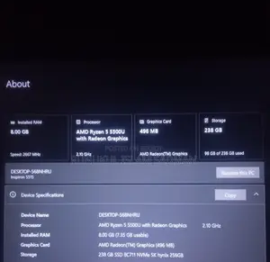 Laptop Dell Inspiron 15 8GB AMD Ryzen 5 SSD 256GB