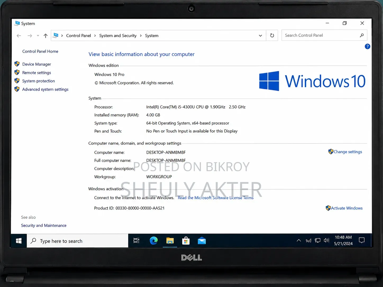 Laptop Dell Vostro 14 3400 4GB Intel Core i3 HDD 500GB