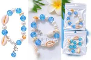 Stylish Blue & White Shell Beads Bracelet