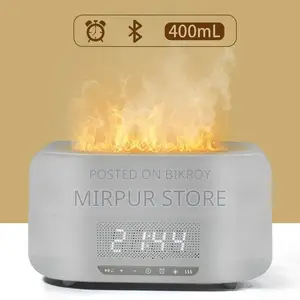 Flame Humidifier Clock With Bluetooth Speaker - 3-in-1 Air Diffuser