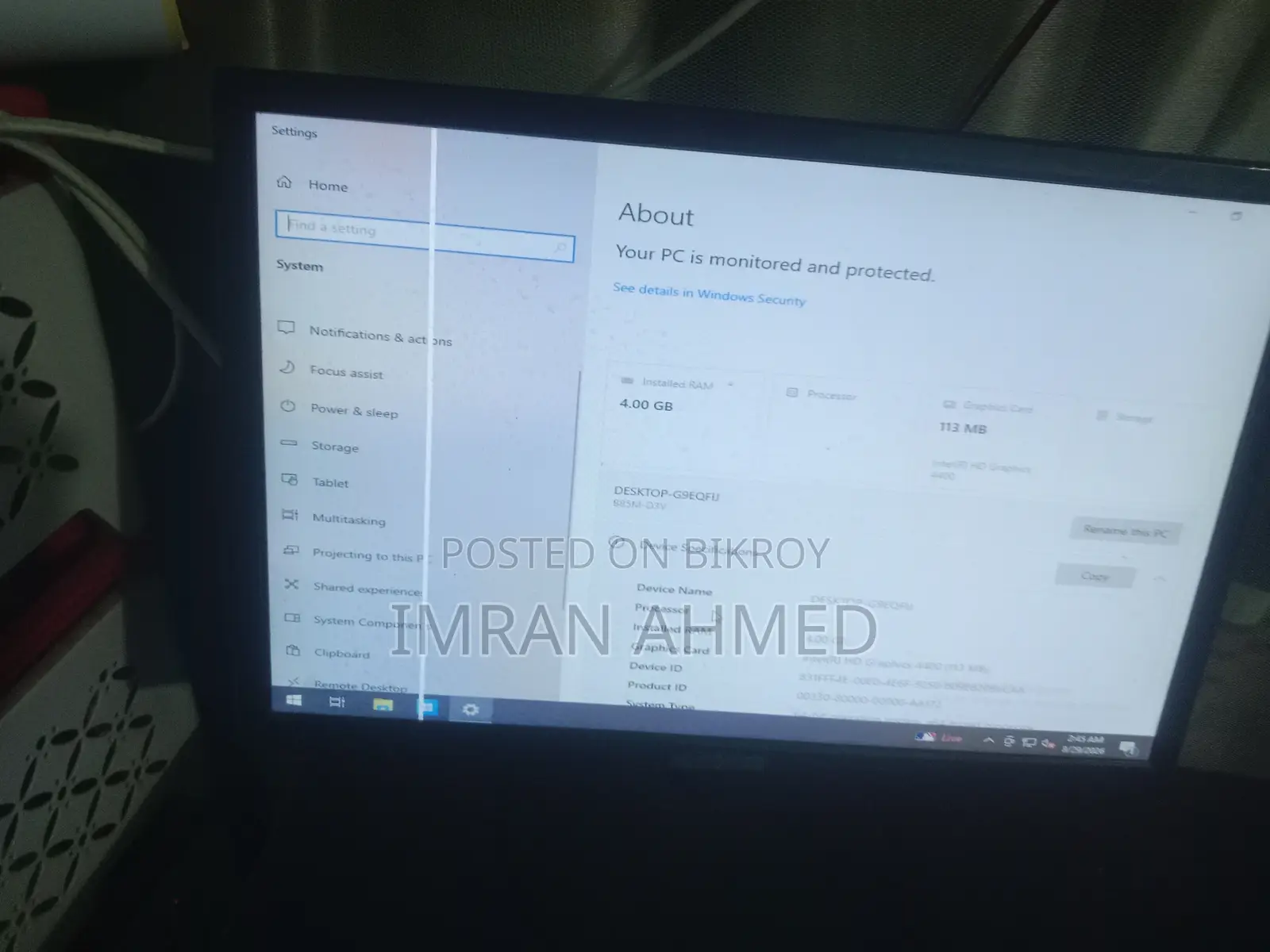 Desktop Computer 4GB Intel Core i3 SSD 128GB