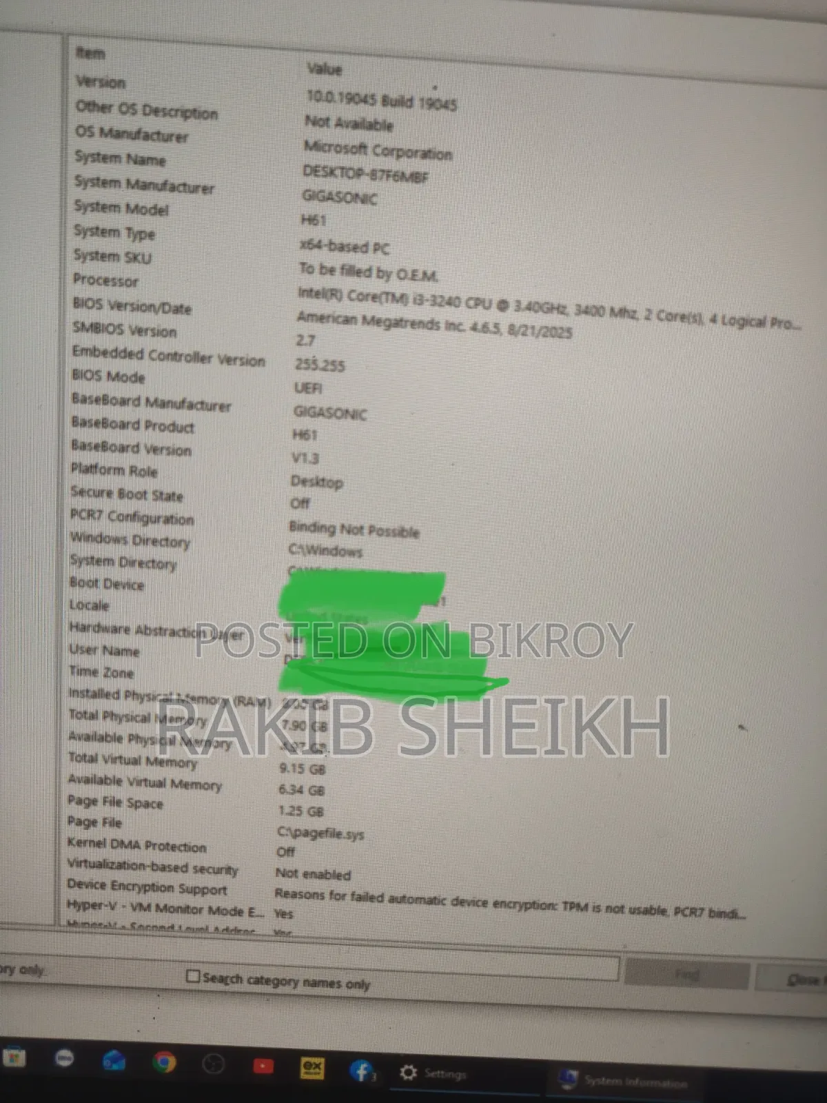Desktop Computer 8GB Intel Core i3 HDD+SSD 128GB
