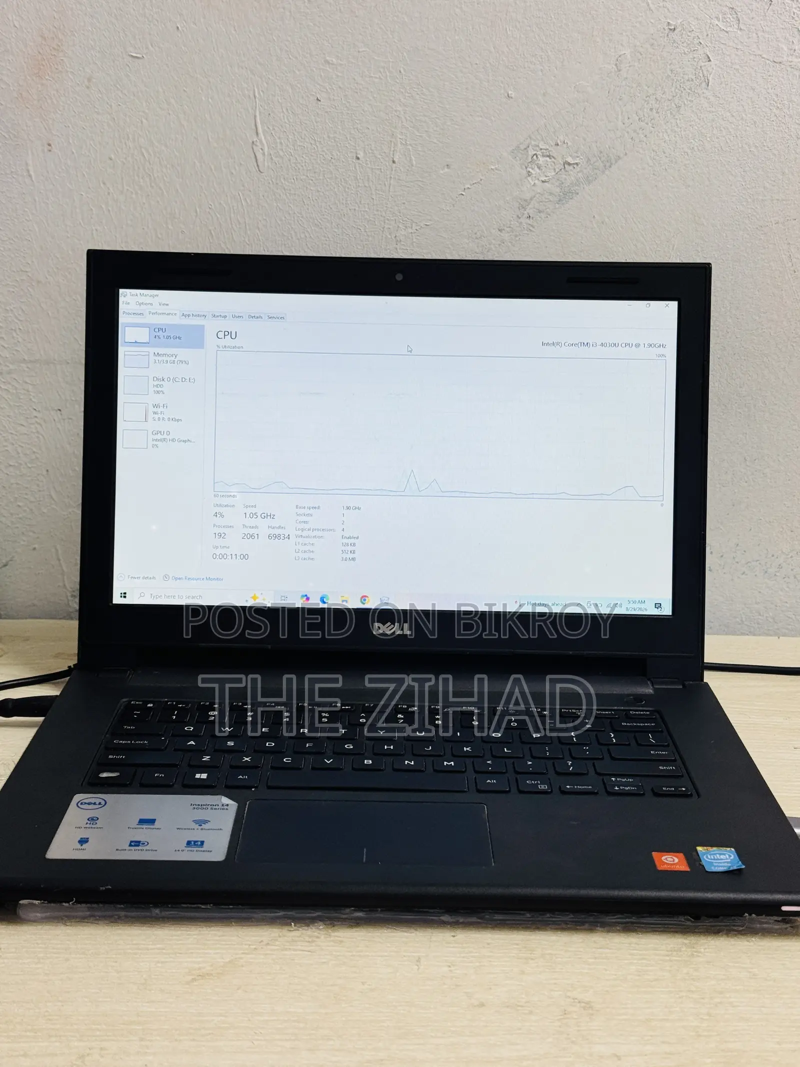 Laptop Dell 4GB Intel Core i3 HDD 500GB