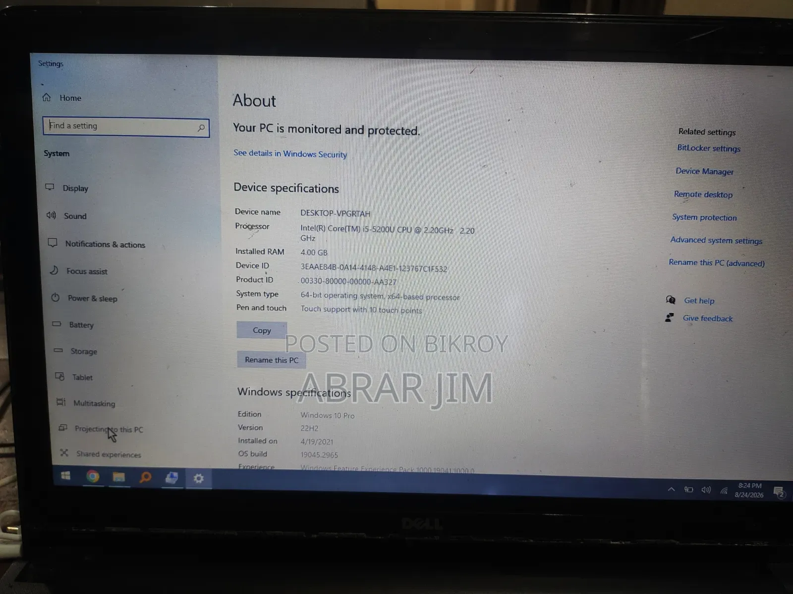 Laptop Dell Inspiron 15 4GB Intel Core i5 HDD 1T