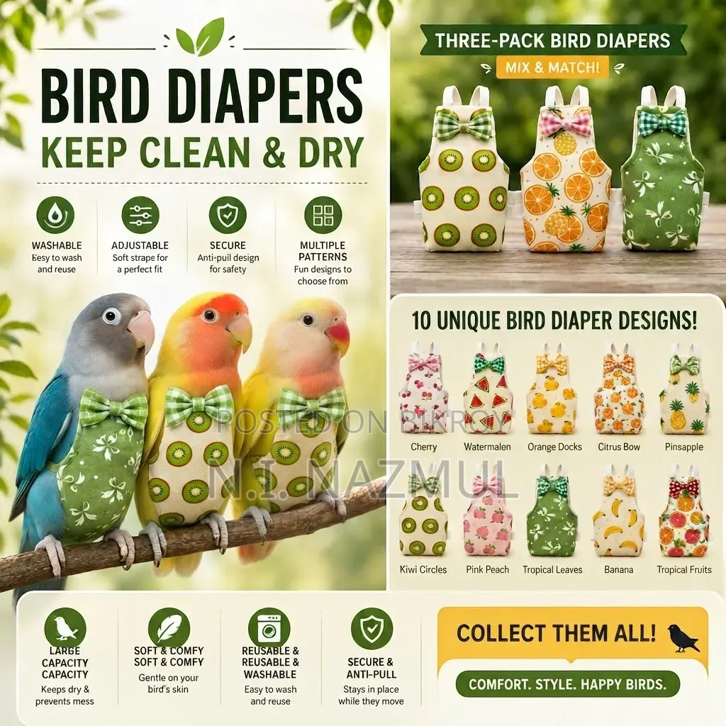 Stylish & Comfortable Bird Diapers for Lovebirds