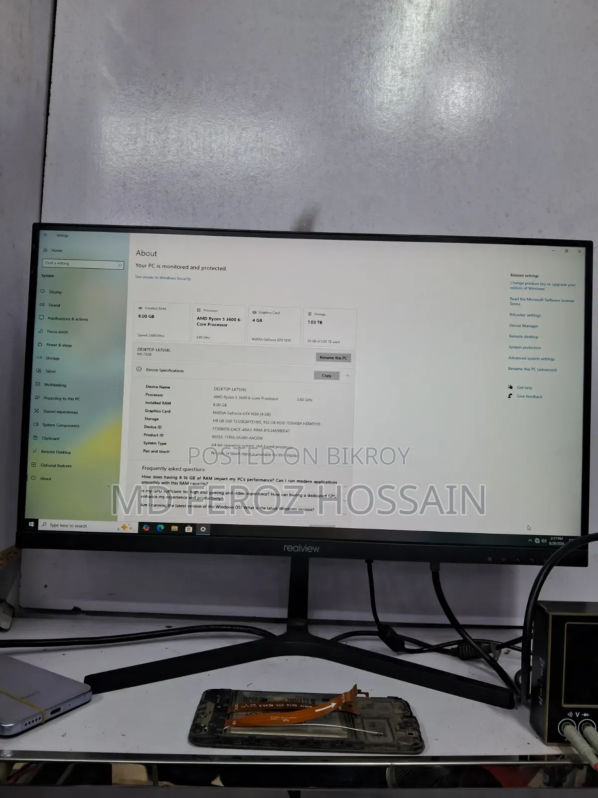 Desktop Computer MSI PRO 16 7M 8GB AMD SSD 1T