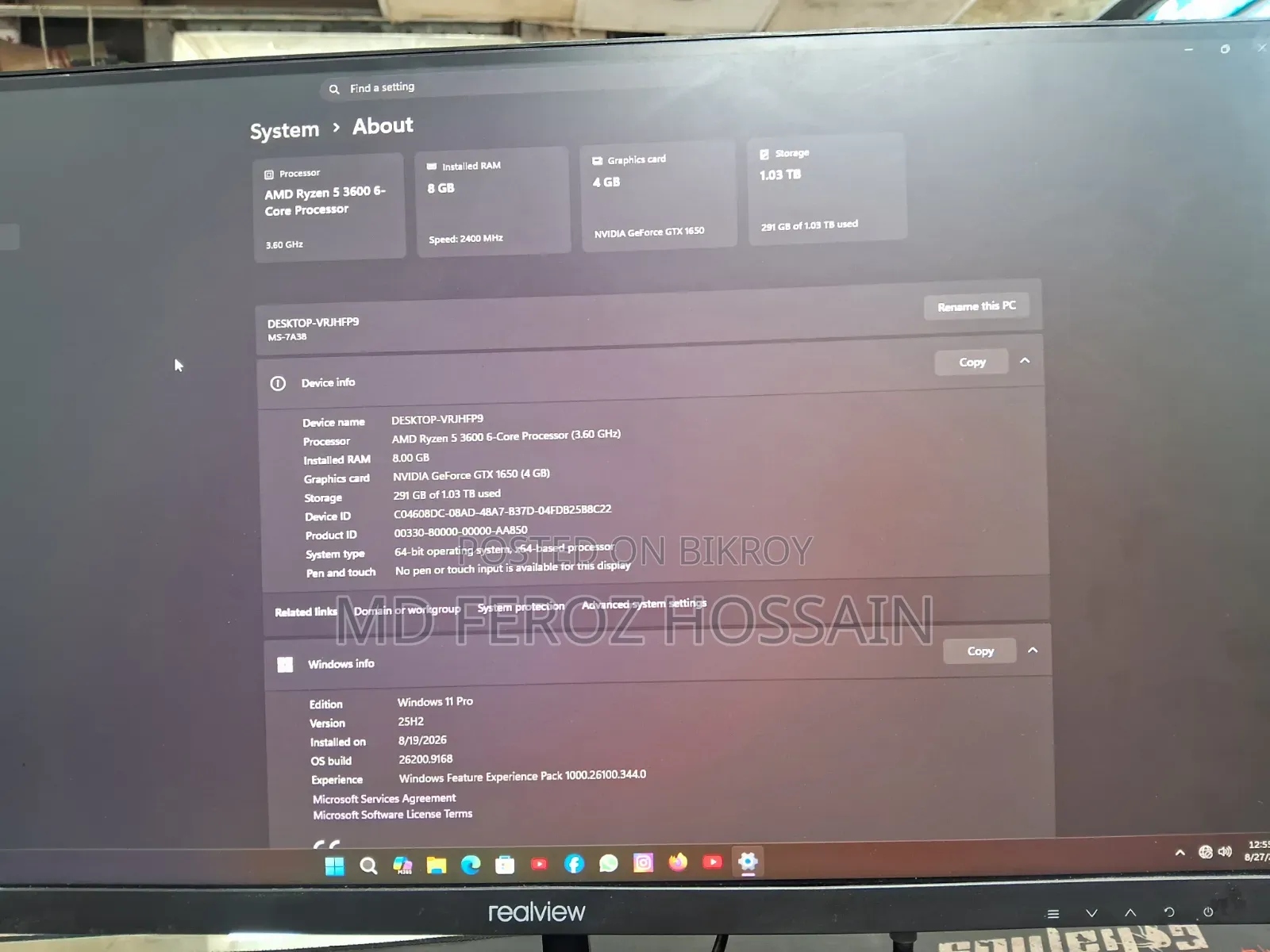 Desktop Computer MSI PRO 16 7M 8GB AMD SSD 1T