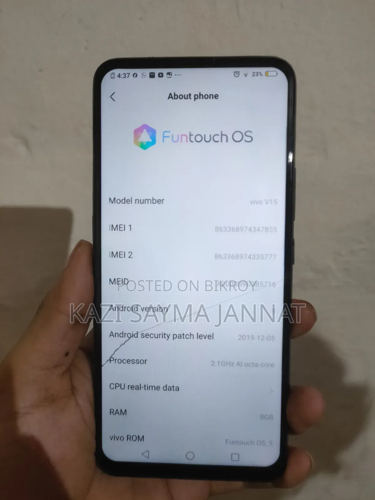Vivo V15 256 GB Black