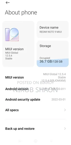 Xiaomi Redmi Note 9 128 GB Blue