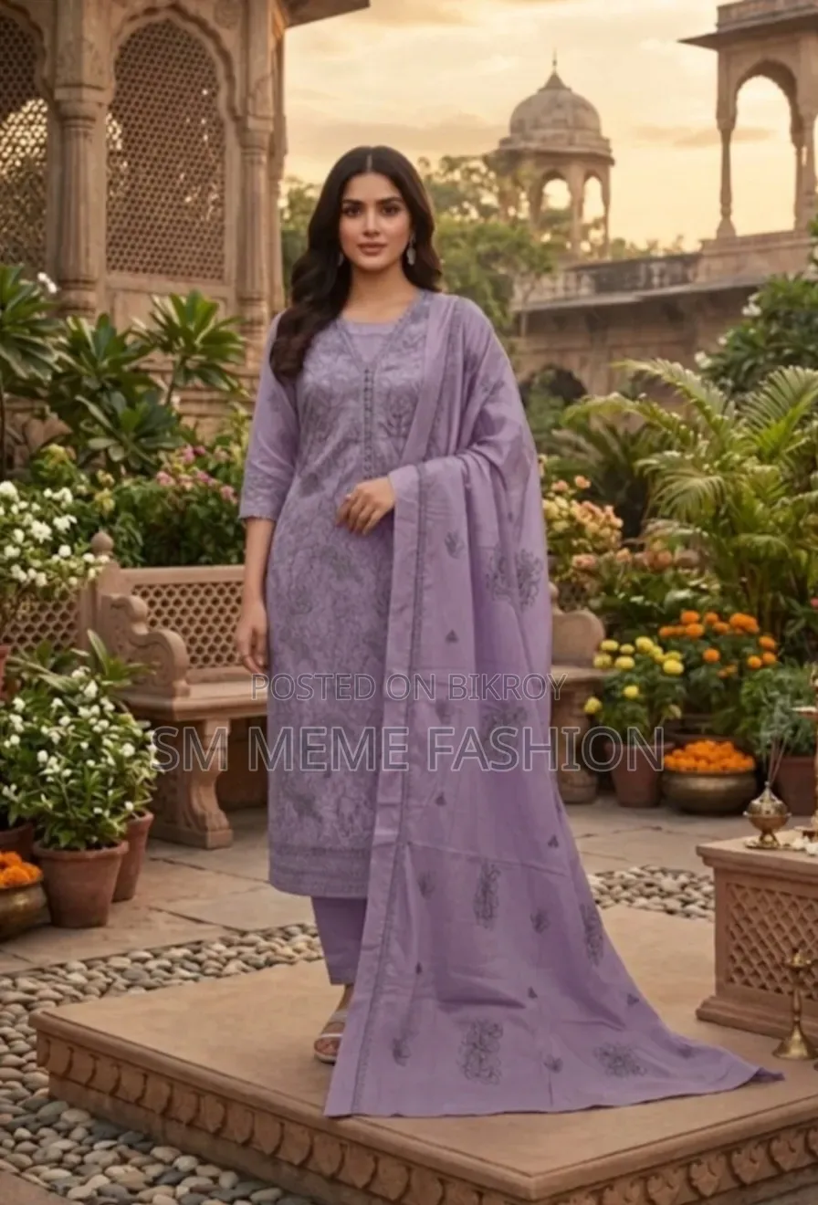 কটন আনস্টিচড থ্রি পিস