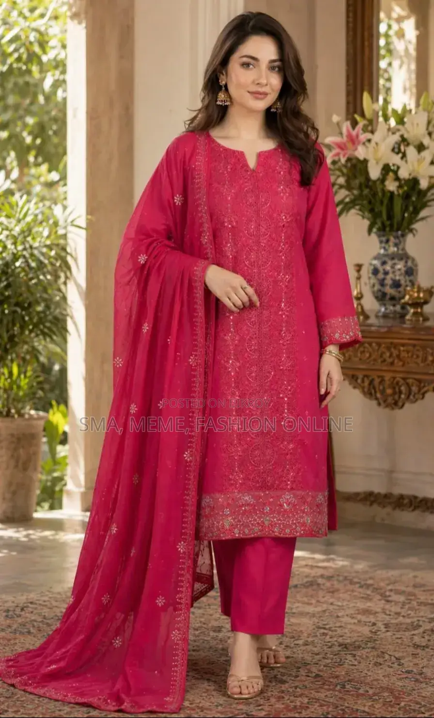 Cotton Unstitched Three Piece