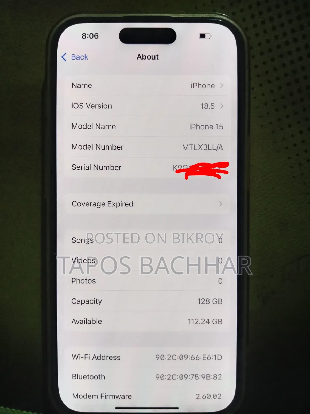 Apple iPhone 15 128 GB Gray