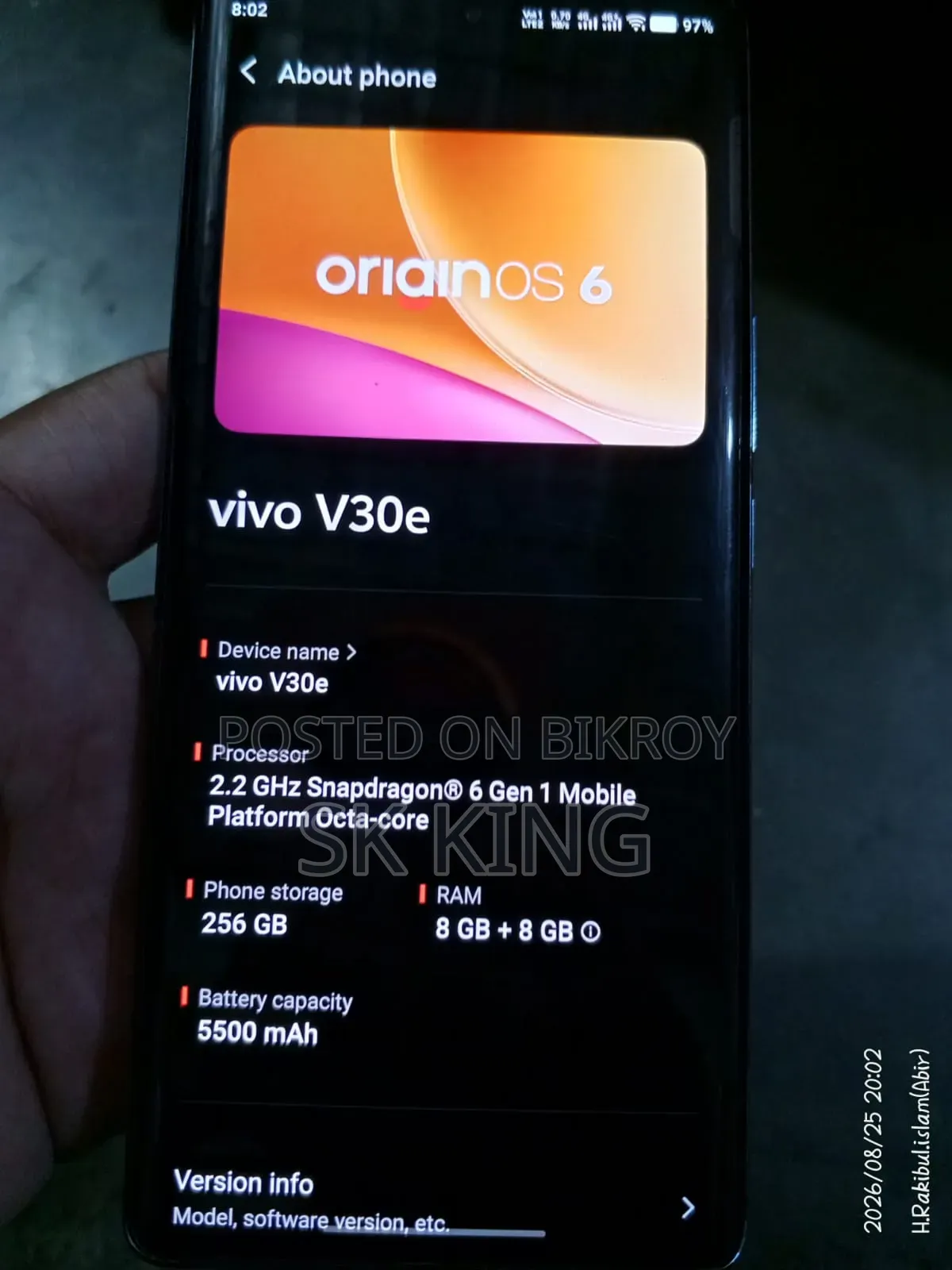 Vivo V30e 256 GB Blue