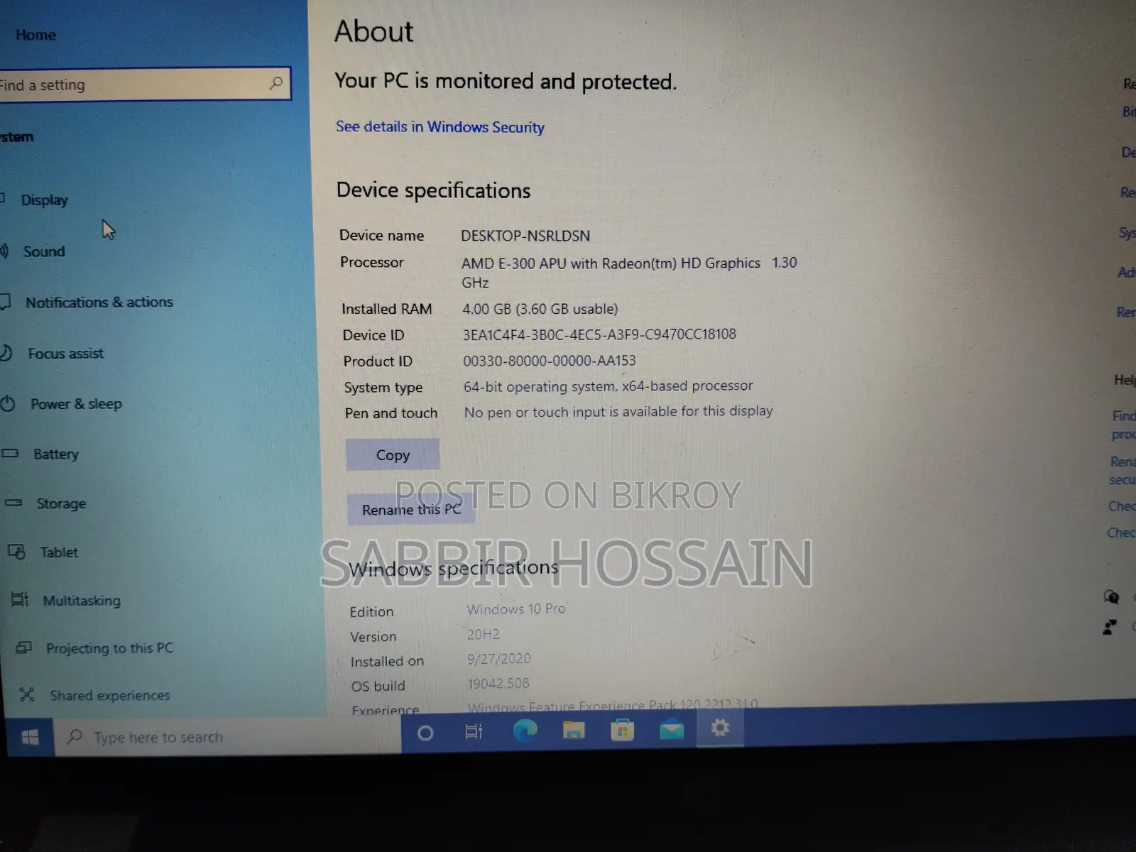Laptop HP 4GB AMD SSD 128GB