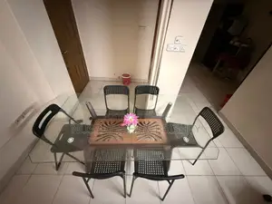 6-Chair Glass Top Dining Table Set (Excellent Condition)