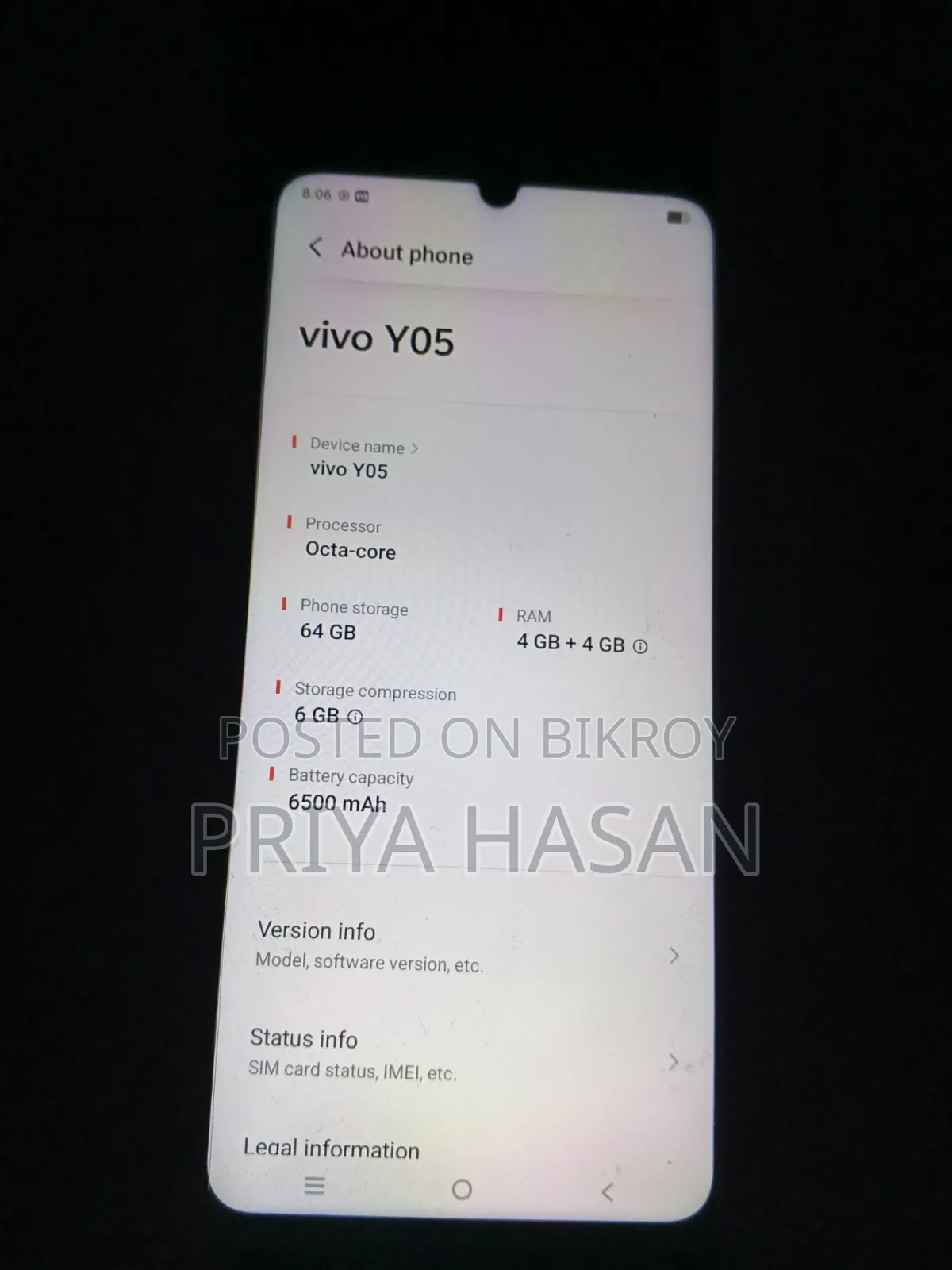 Vivo Y05 64 GB Silver