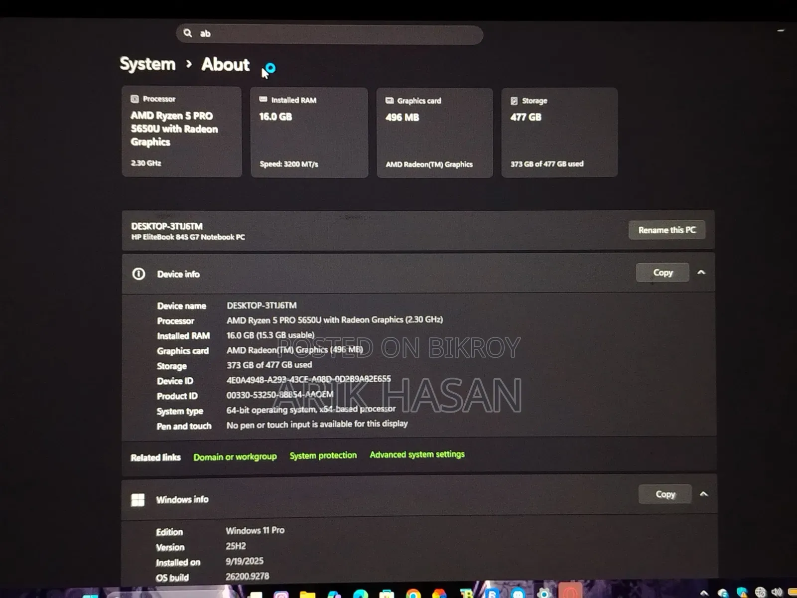 Laptop HP EliteBook 845 G8 16GB AMD Ryzen 5 SSD 512GB