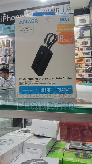 Anker Zolo 20000mAh 45W Power Bank With Dual Built-in Type-C Cable