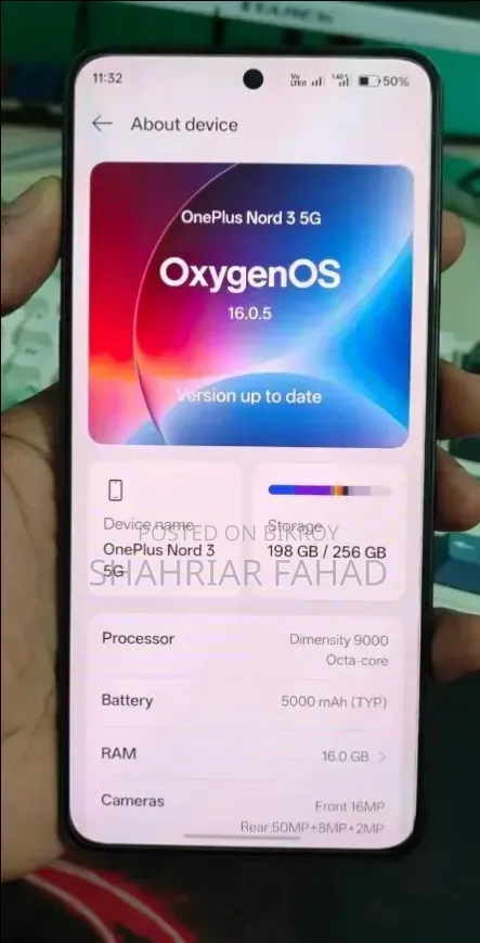 ওয়ানপ্লাস নর্ড ৩ ২৫৬ জিবি ব্ল্যাক