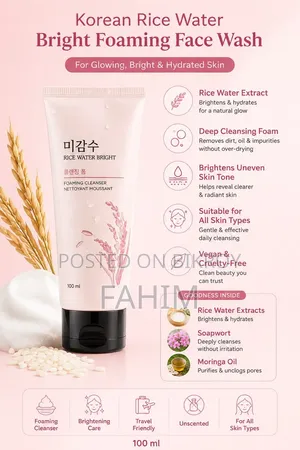 Rice Water Bright Foaming Cleanser – 150ml | Rice Water Face Wash