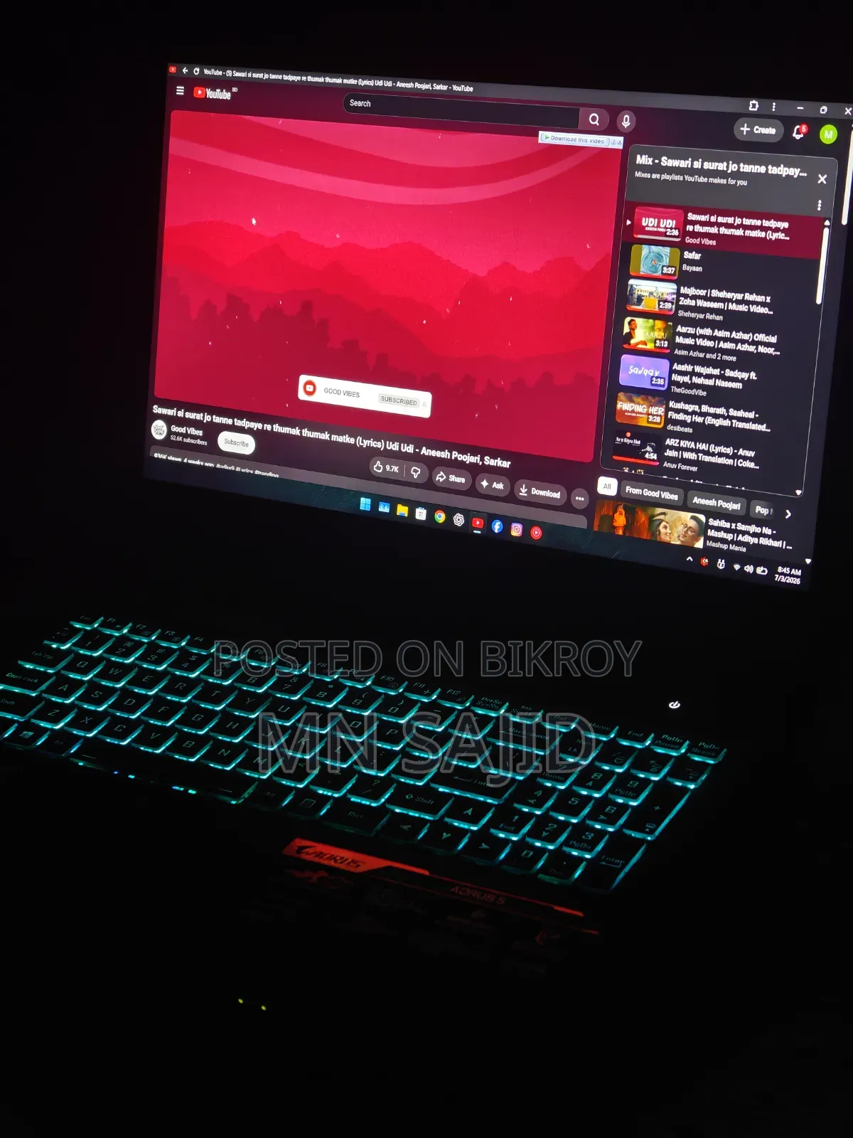 Laptop Gigabyte AORUS 5 16GB Intel Core i7 SSD 512GB