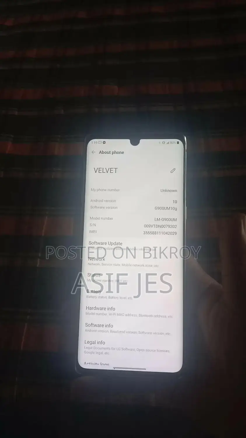 LG Velvet 5G 128 GB Silver