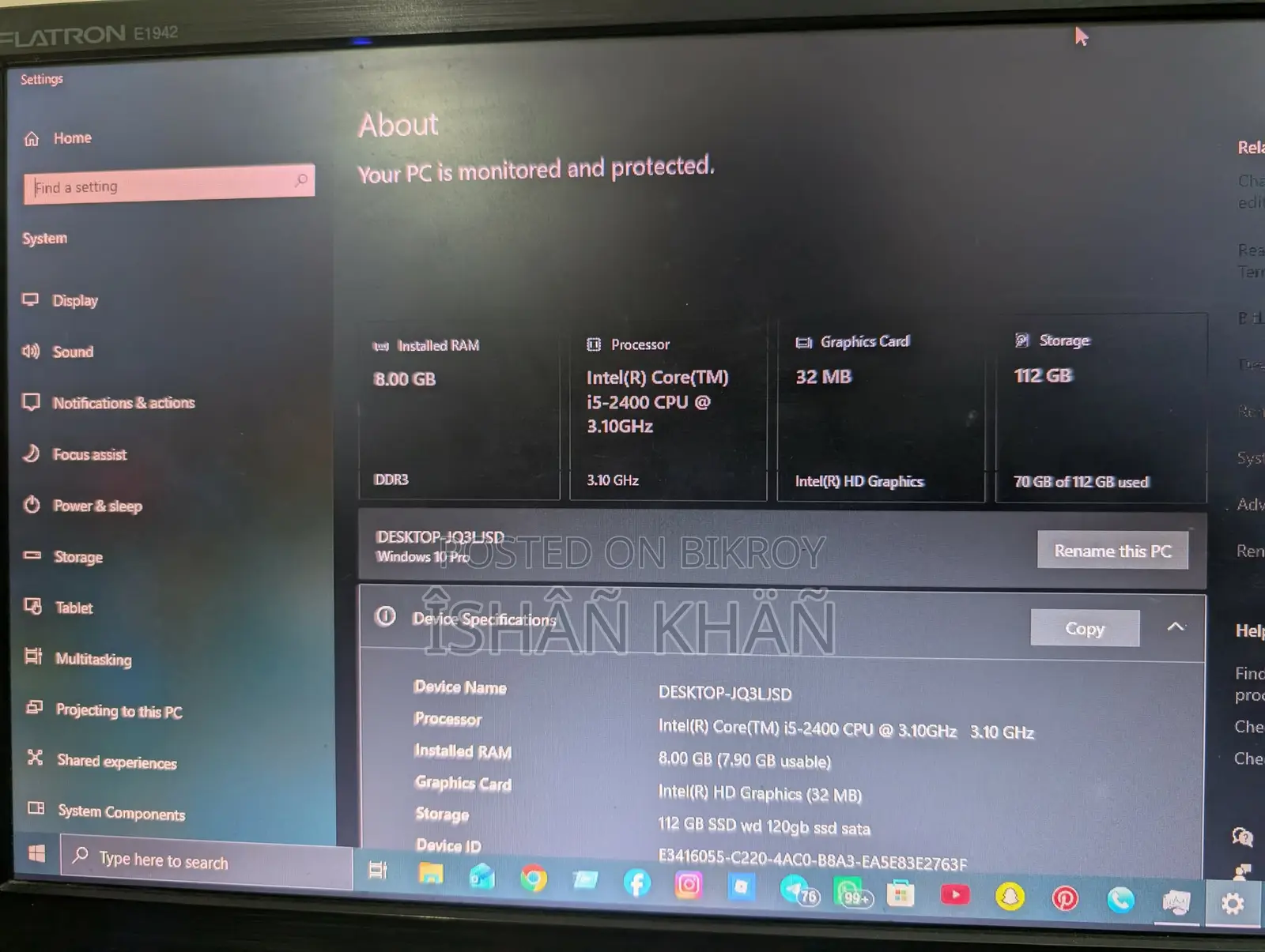 Desktop Computer 8GB Intel Core i5 SSD 128GB