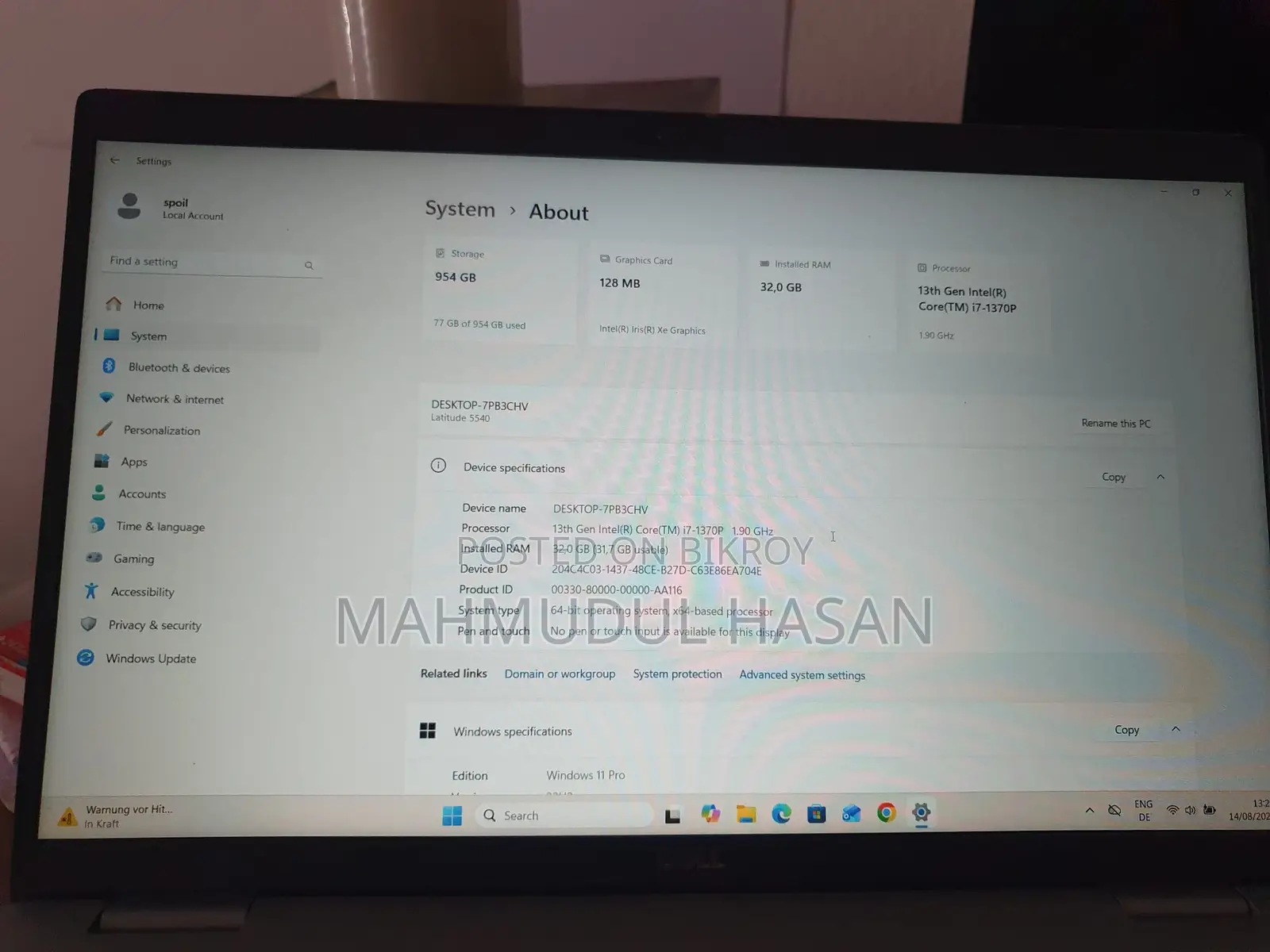 Laptop Dell Latitude 5540 32GB Intel Core i7 SSD 1T