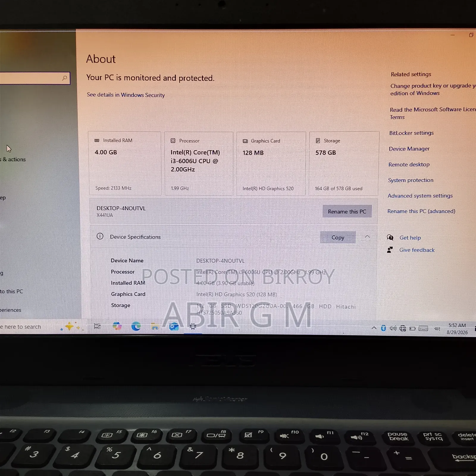 Laptop Asus 4GB Intel Core i3 HDD 1T