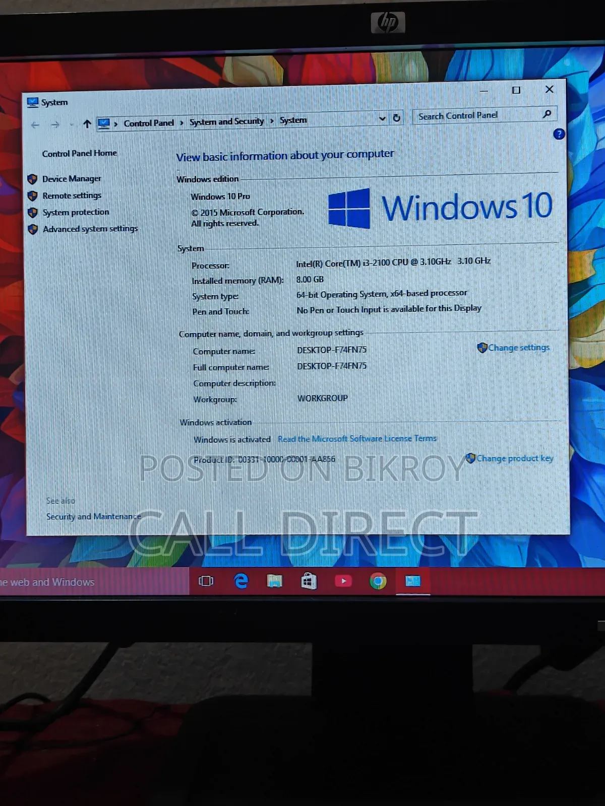 Desktop Computer HP 200 G4 22 All-in-One 8GB Intel Core i3 HDD 320GB