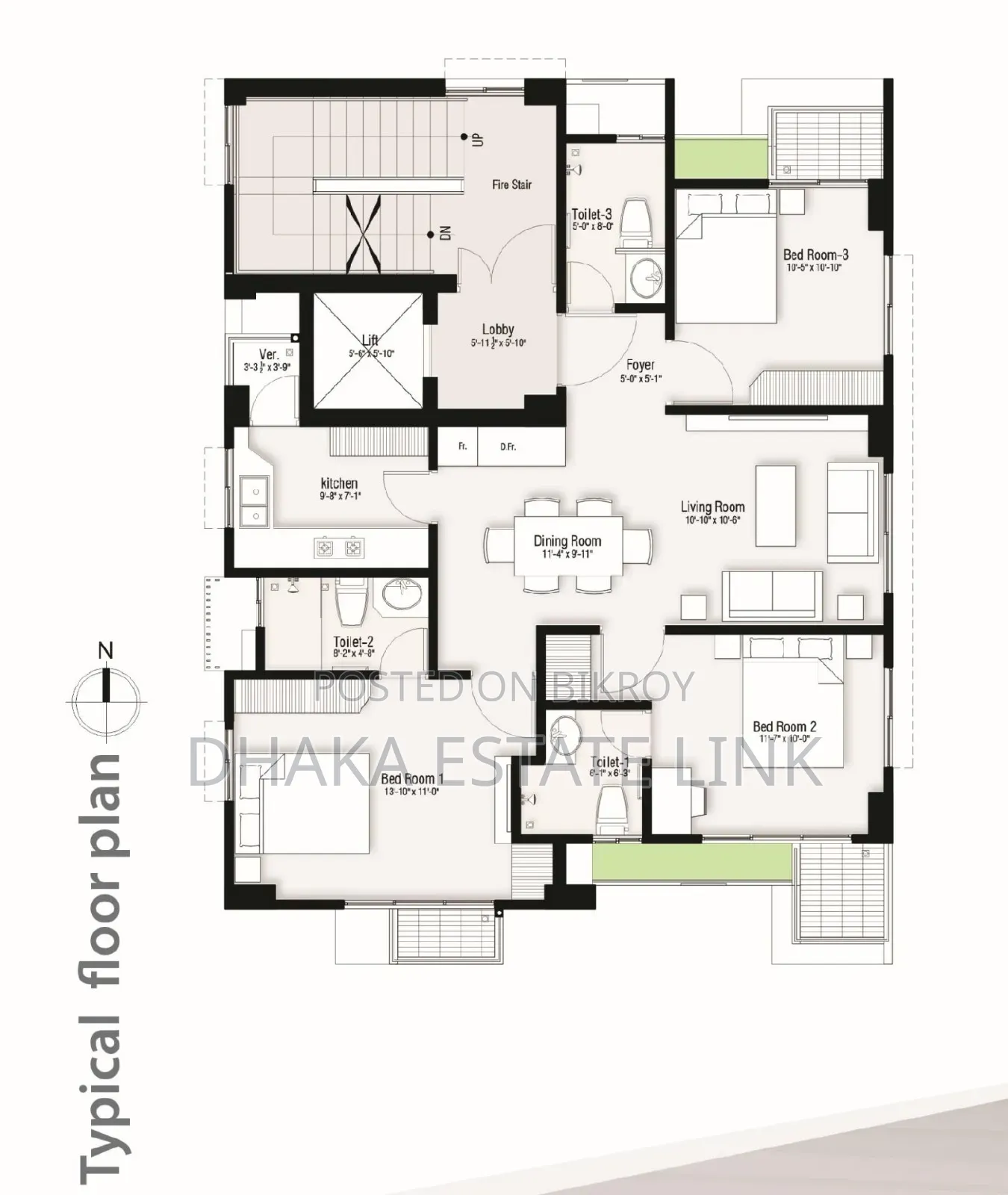 1530 Square Feet Apartment Sale at Bashundhara RA