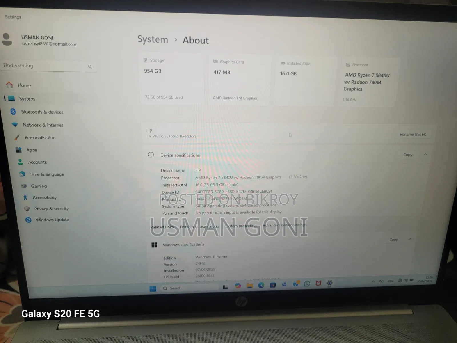 New Laptop HP Pavilion 15z 16GB AMD Ryzen 7 HDD+SSD 1T