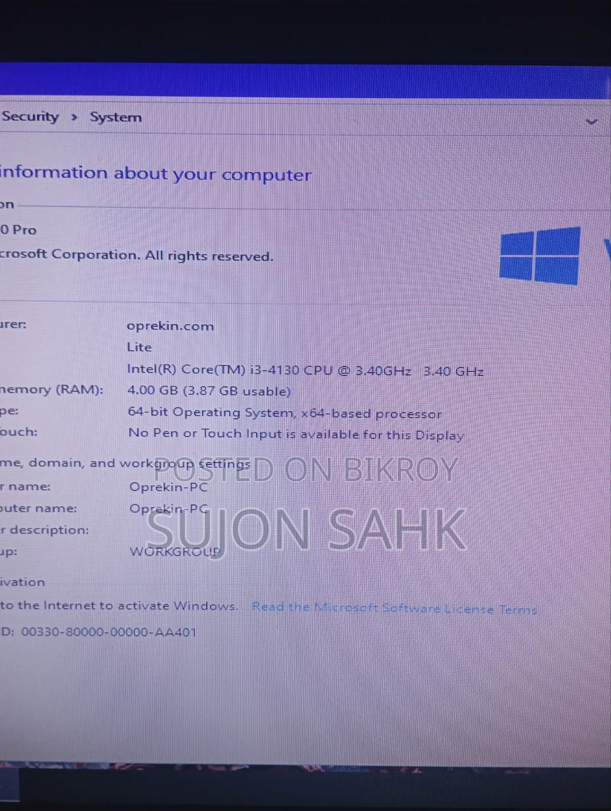 Desktop Computer 4GB Intel Core i3 HDD 500GB