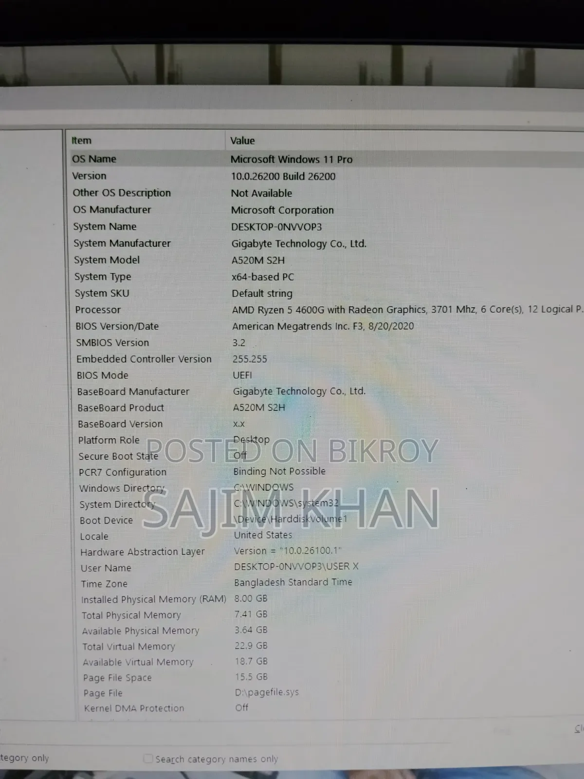 Desktop Computer Gigabyte 8GB AMD A4 SSD 128GB