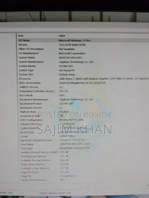 Desktop Computer Gigabyte 8GB AMD A4 SSD 128GB