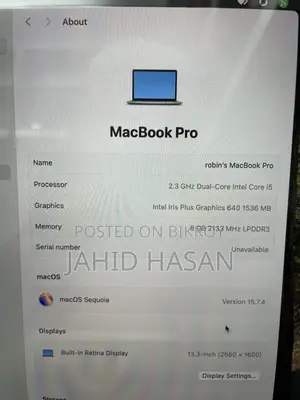 Laptop Apple MacBook Pro 2017 8GB Intel Core i5 SSD 256GB