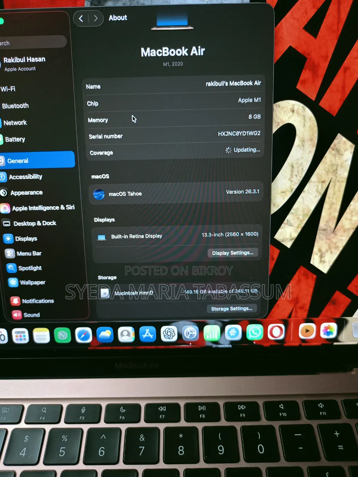 Laptop Apple MacBook Air 2020 M1 8GB Apple M1 SSD 256GB