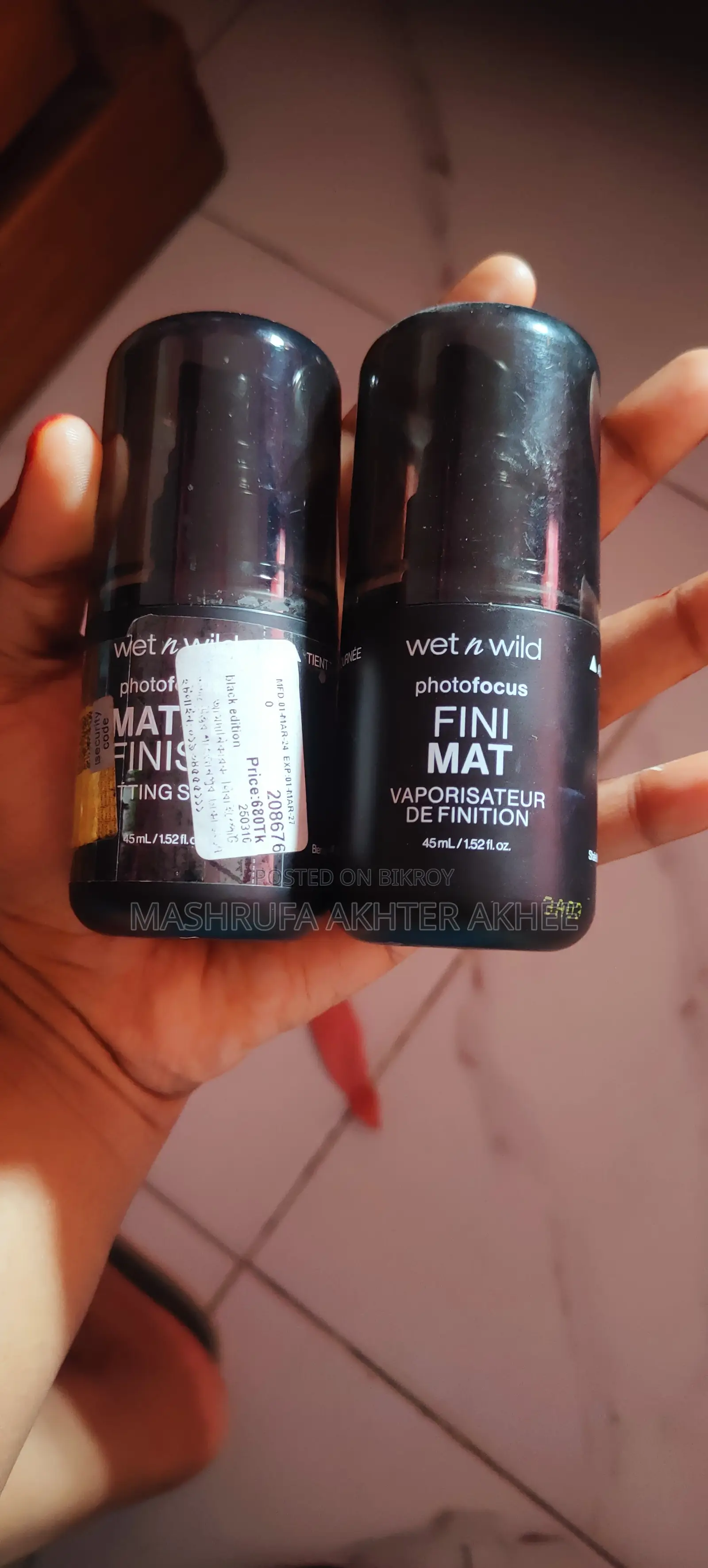 Wet N Wild Makeup Fixer. Just Mukh Khola Hoyeche Use Kora Hoyni.