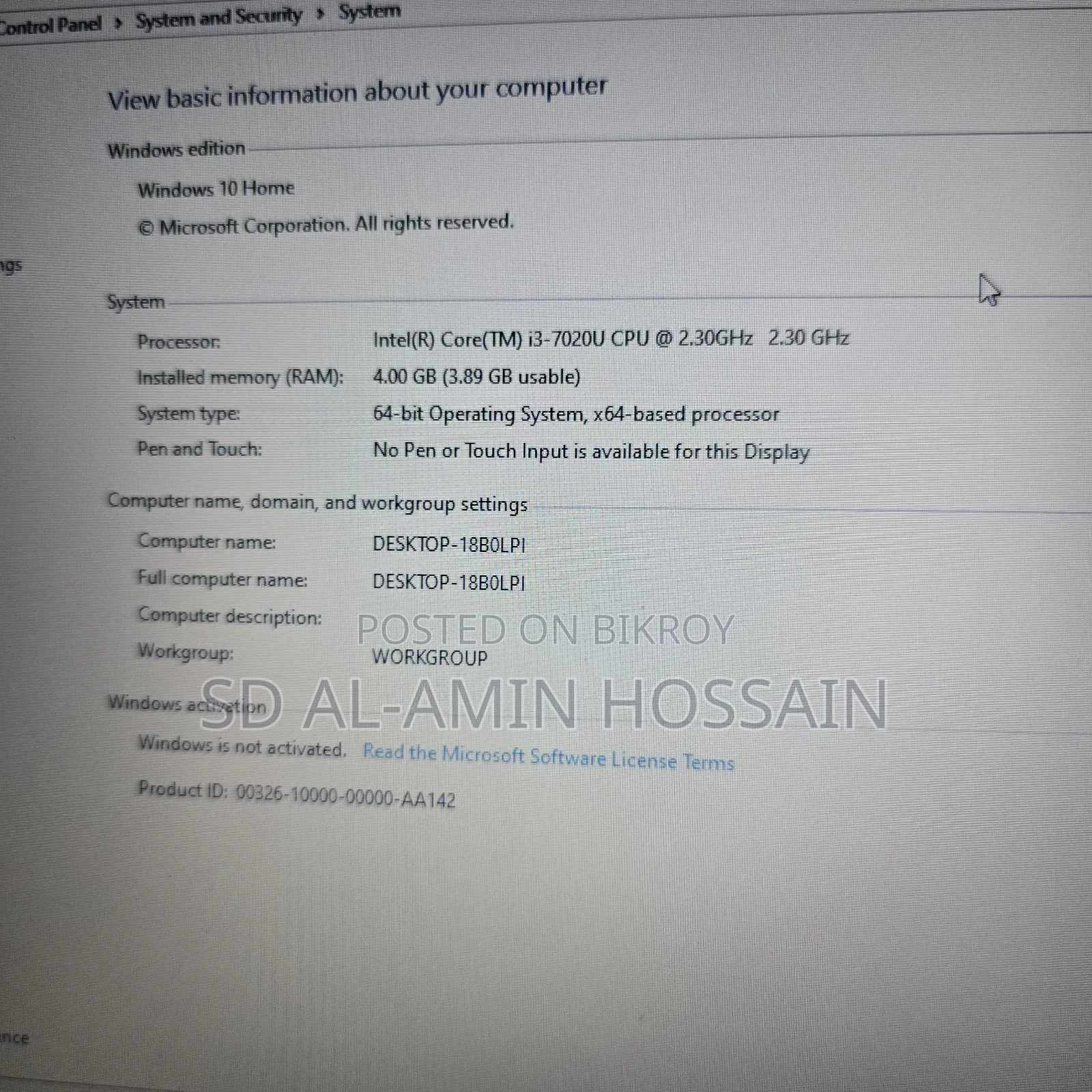 Laptop 4GB Intel Core i3 HDD 512GB