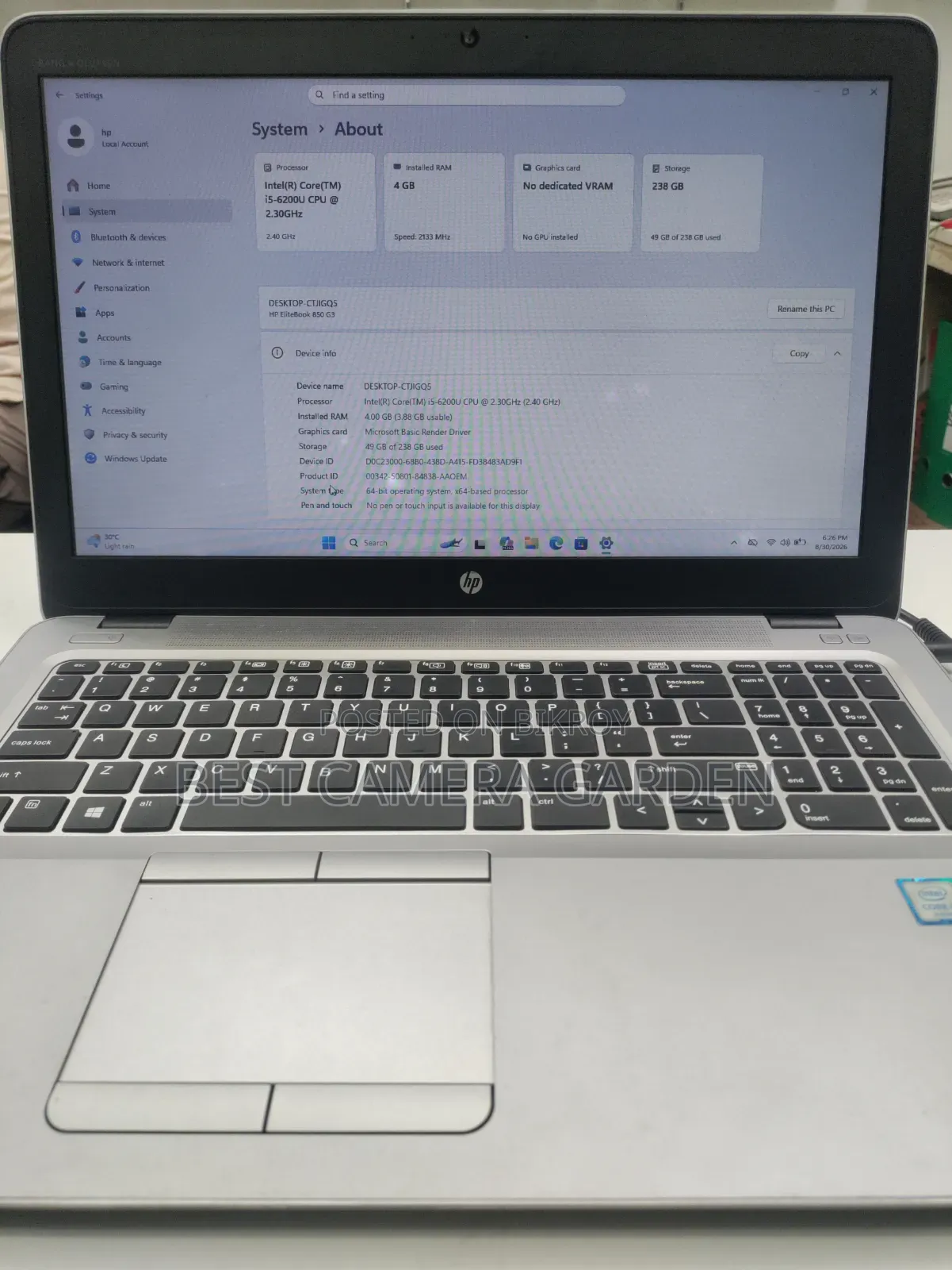 Laptop HP EliteBook 850 G3 4GB Intel Core i5 SSD 6T